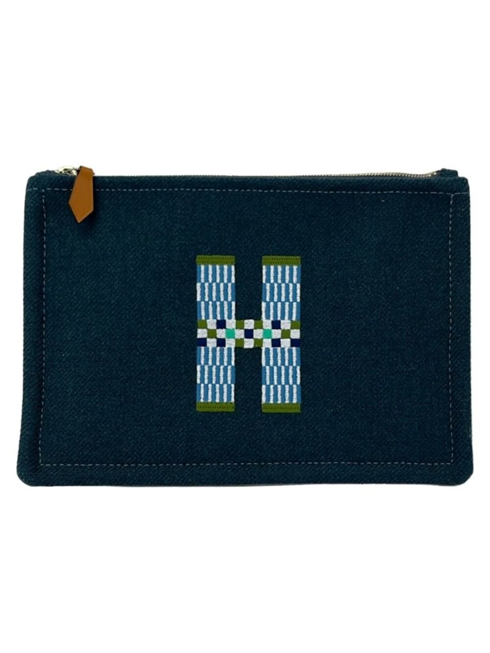 Hermes Pouch Blue Green Multi Wool